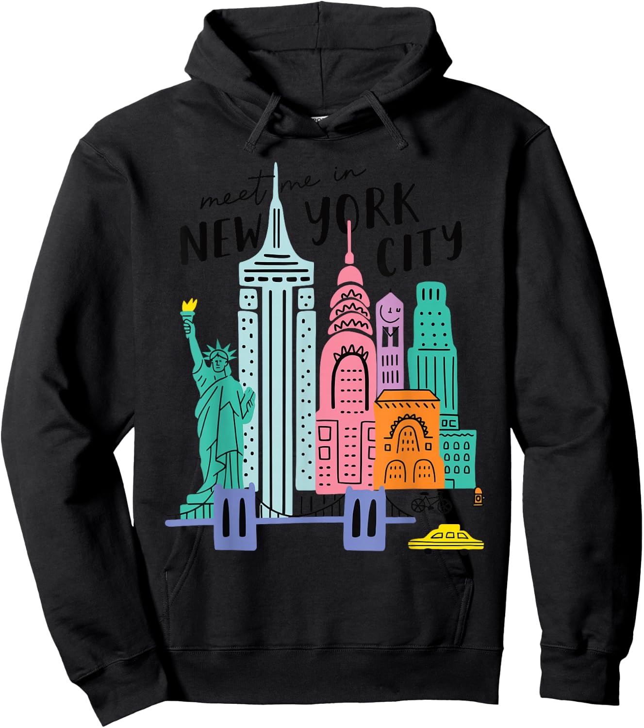 Meet me in New York - Mignon État américain Voyage Retro Hoodie - Hoodie | Black