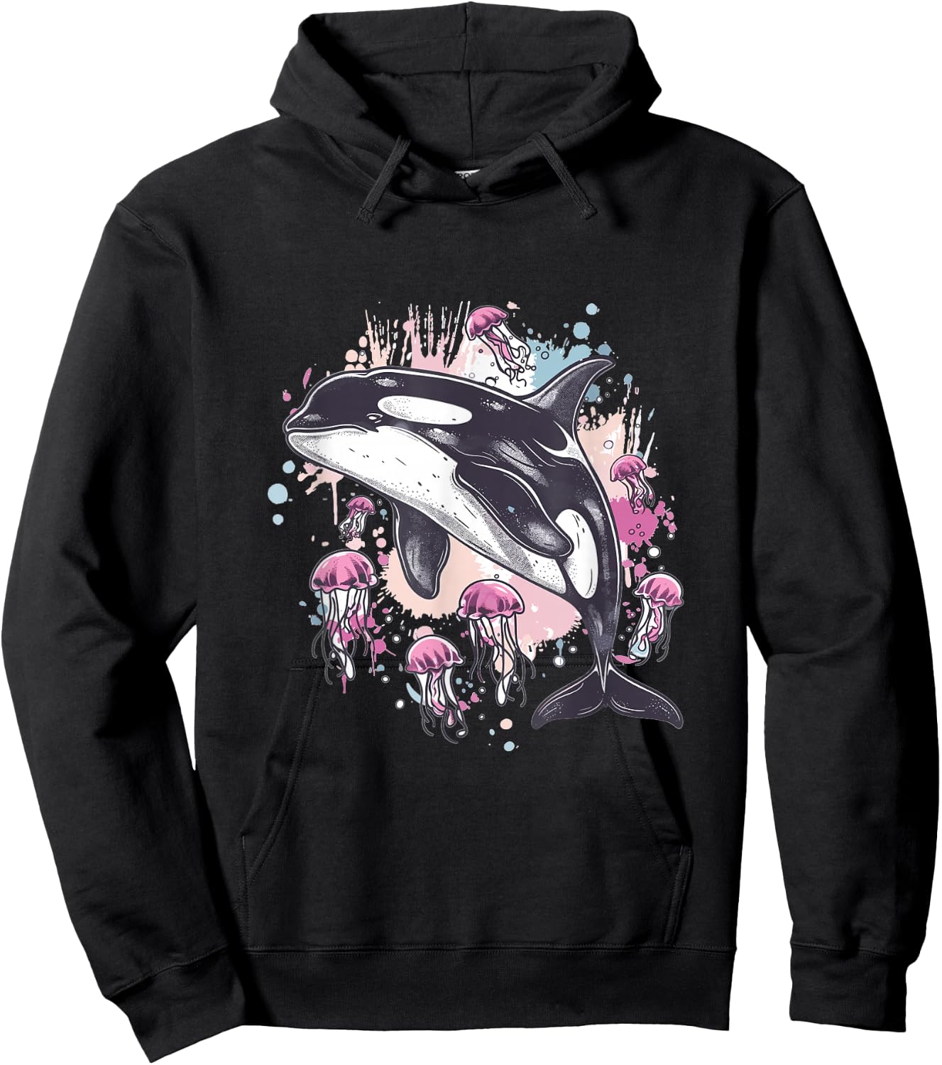 Orca Whale Jellyfish Graphic Hoodie - Hoodie | Black