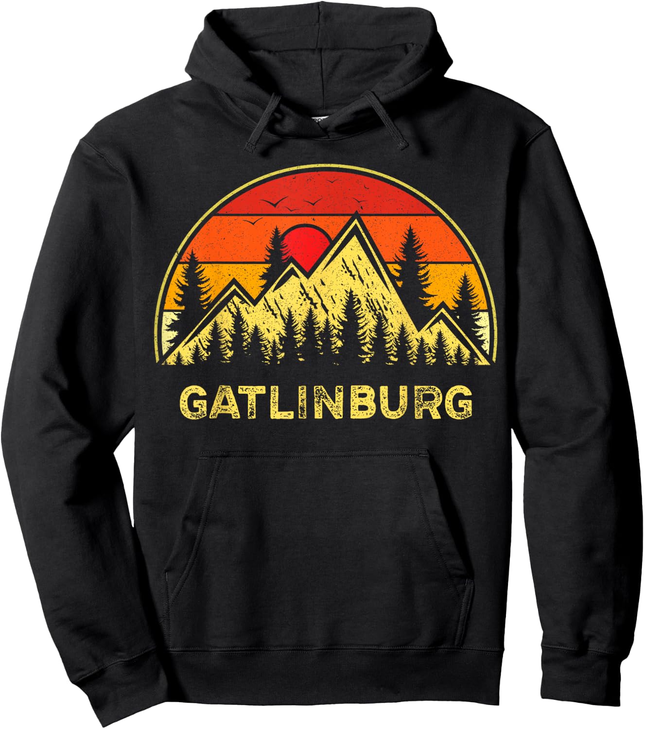 Vintage Gatlinburg Tennessee TN Mountains Hiking Souvenir Hoodie - Hoodie | Black