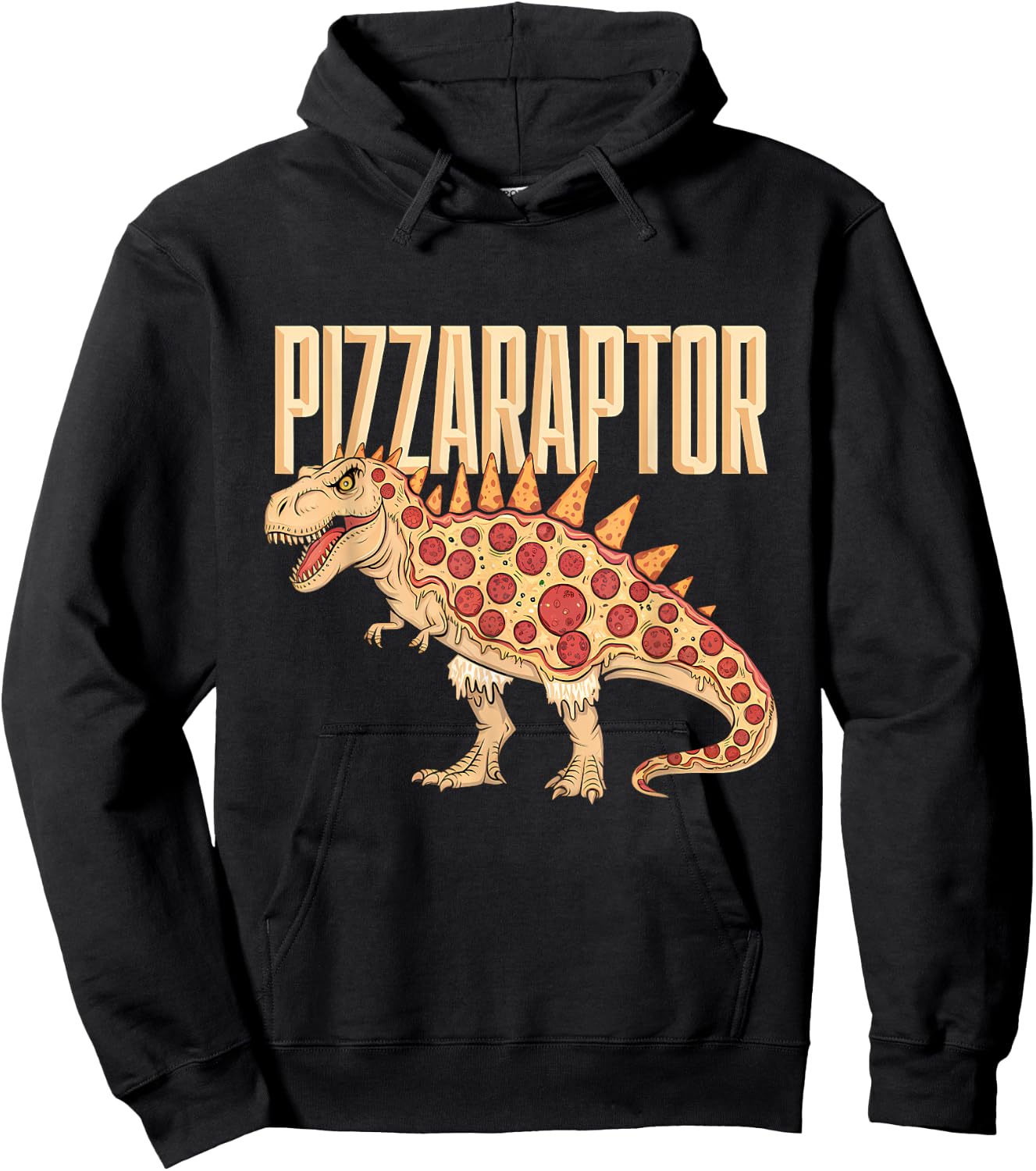 Pizza T-Rex Dino Fast Food Funny Pizza Dinosaur Hoodie - Hoodie | Black