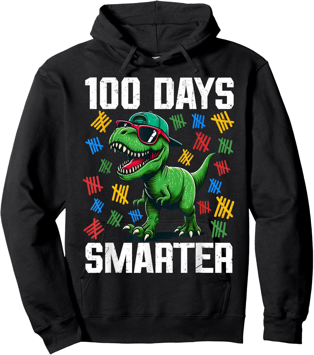 100 Days Smarter Dinosaur 100 Days Of School Boys Toddler Hoodie - Hoodie | Black