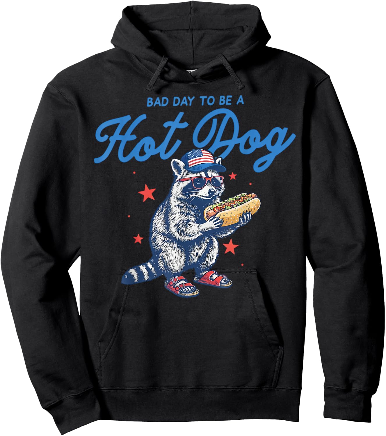 Bad Day to Be A Hotdog Funny Raccoon Merica 4th of July Kids Hoodie - Hoodie | Black