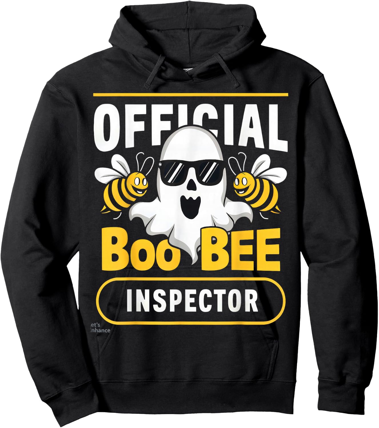 Official Boo Bee Inspector Halloween Humor Funny Ghost Hoodie - Hoodie | Black