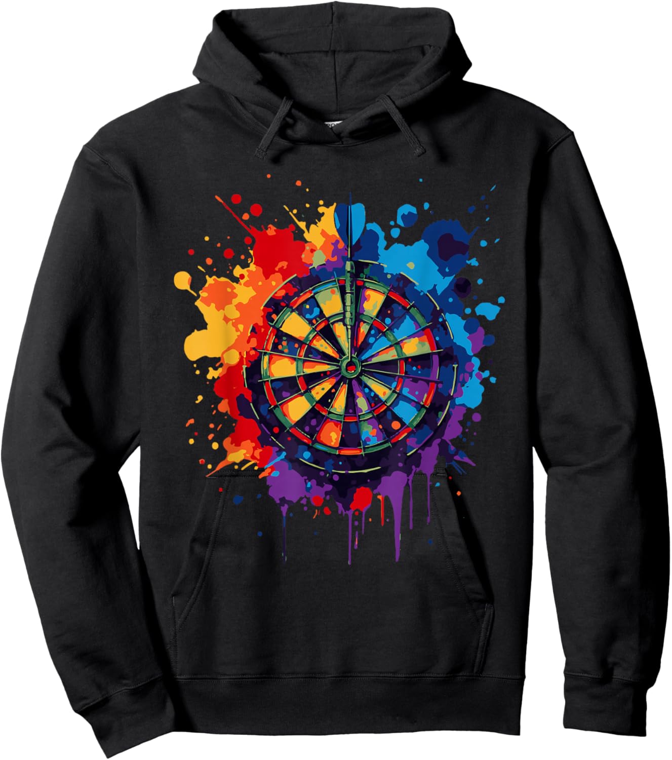 Colourful Splash Art Dart Player Throwing Dart Player , black Hoodie - Hoodie | Black