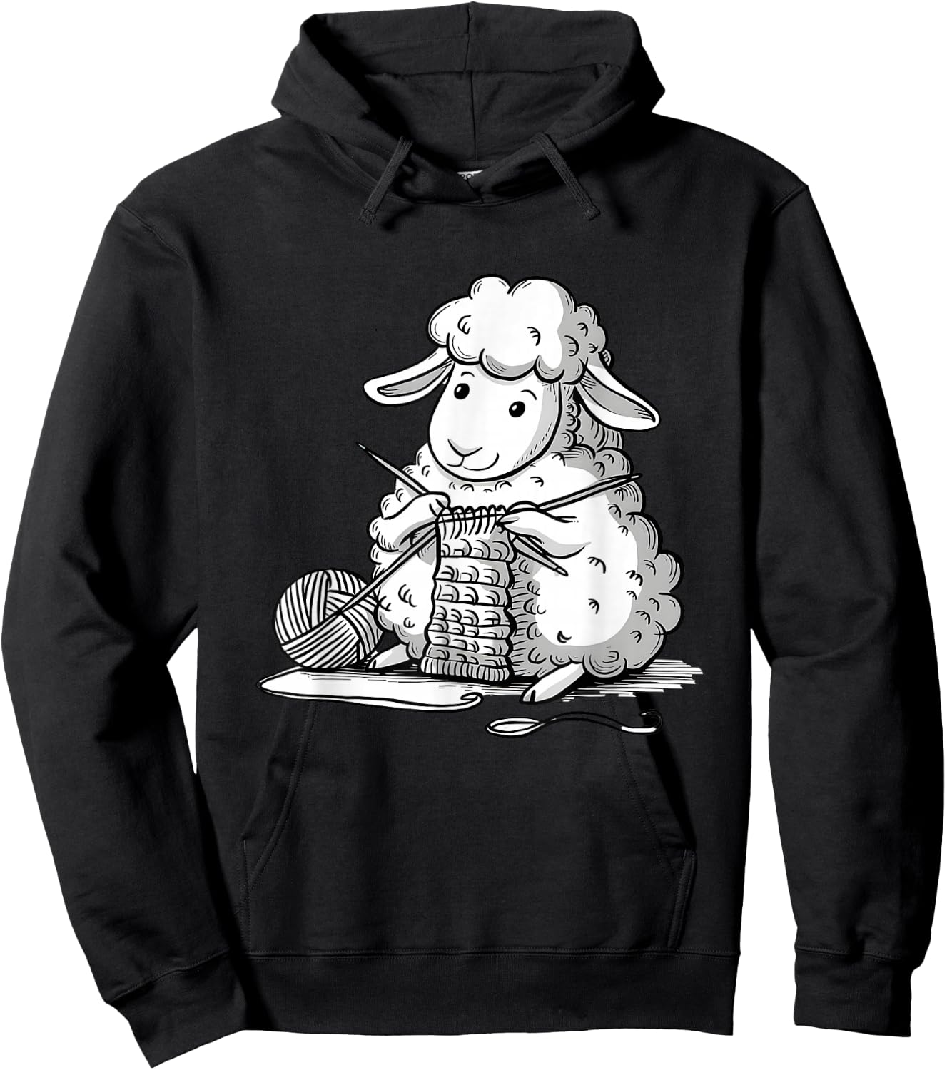 Knitting Sheep Adorable Crafting Art Hoodie - Hoodie | Black