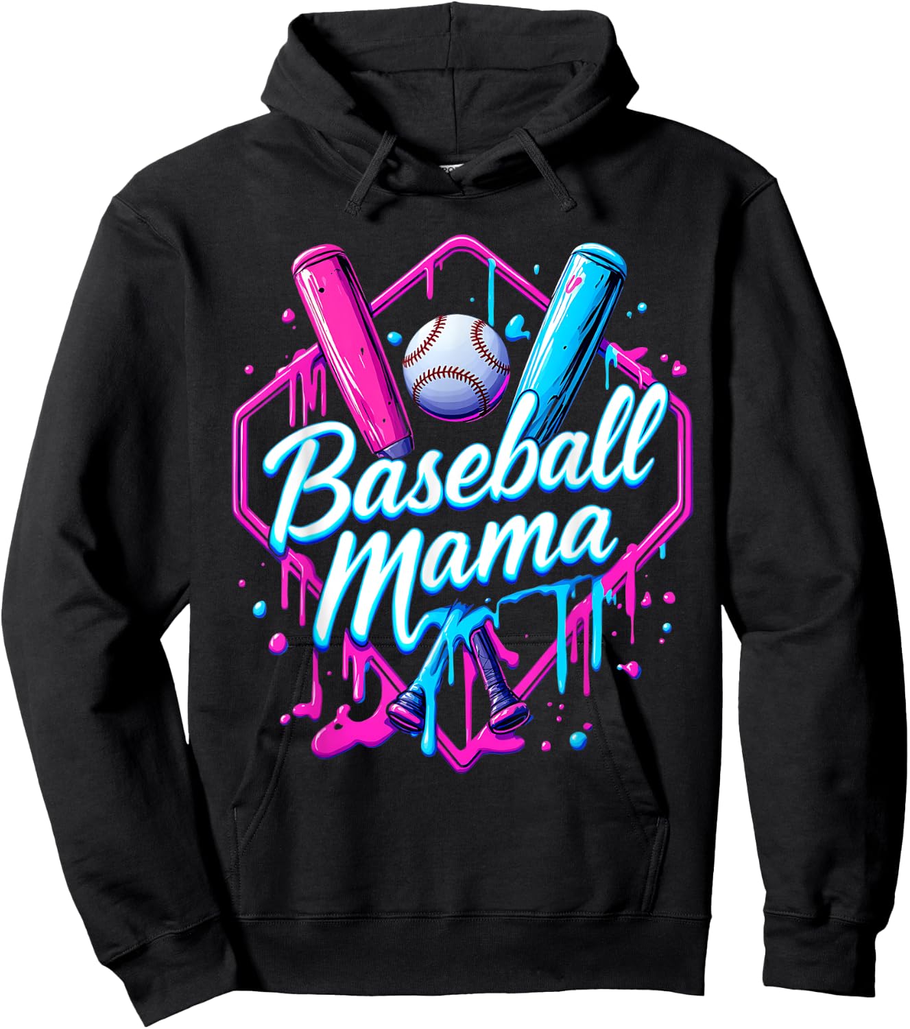 Funny Baseball Ice Cream Drip for Cool Mama Hoodie - Hoodie | Black