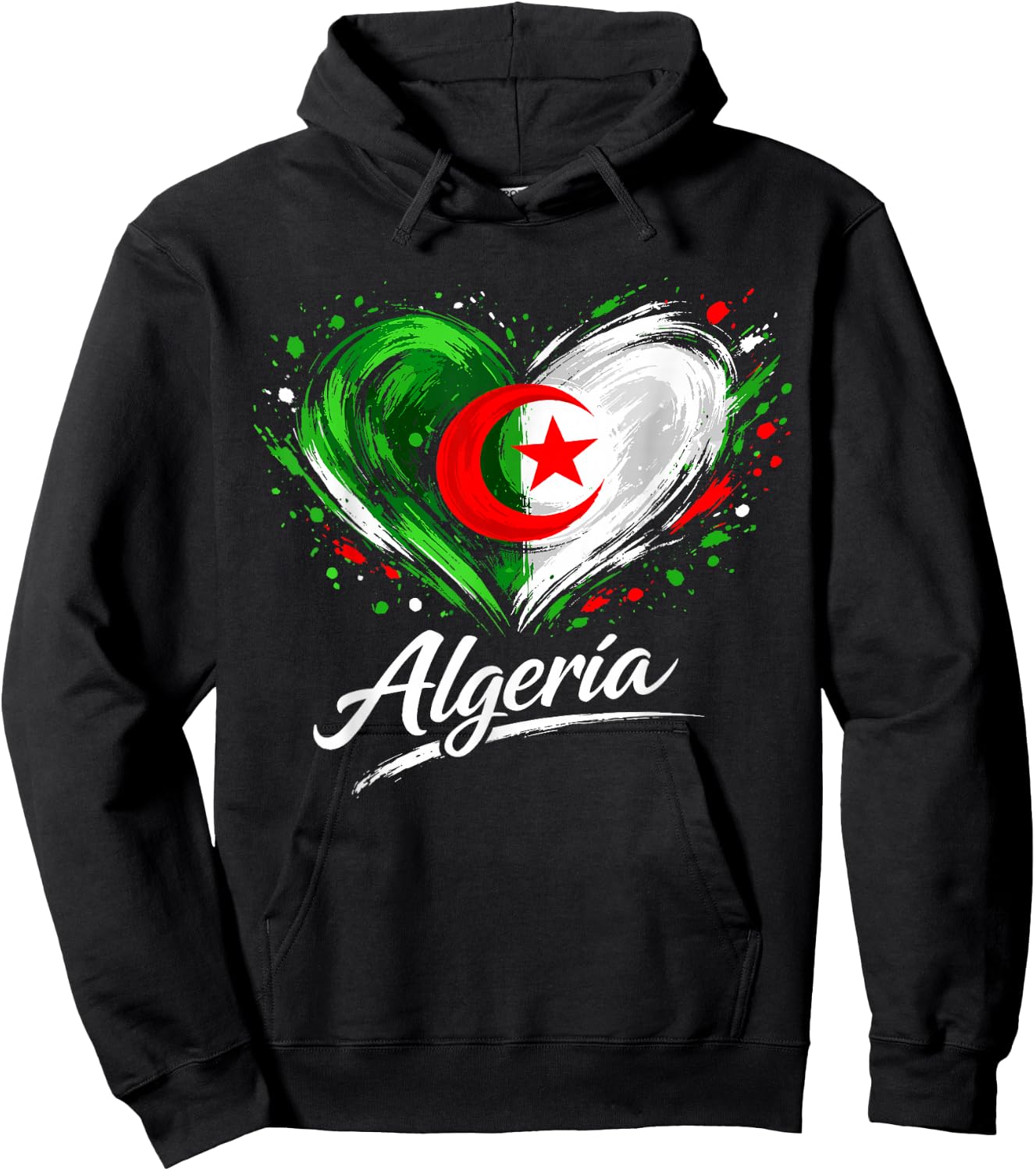 Algeria Heart Patriotic Algerian Pride Hoodie - Hoodie | Black