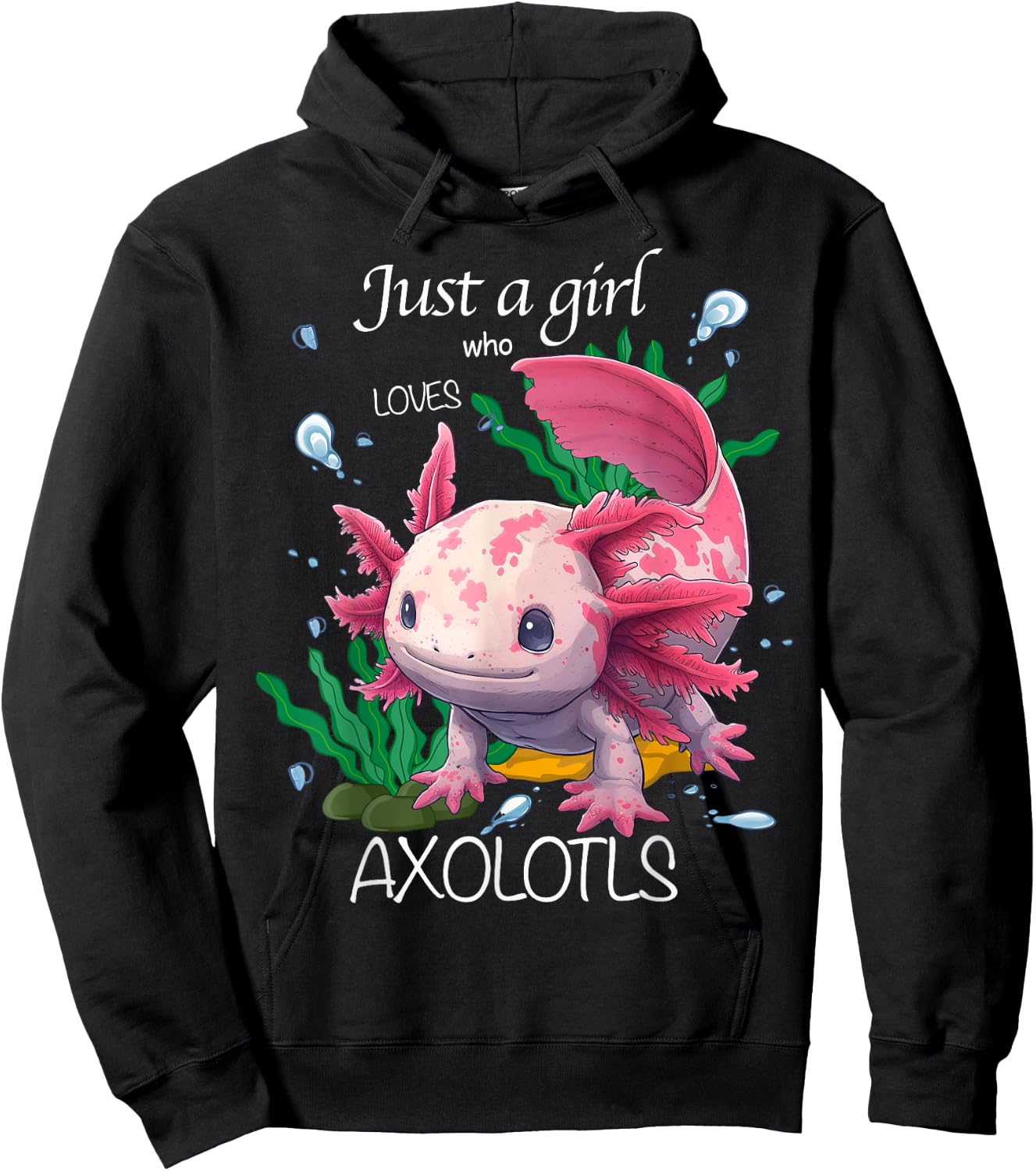 Just A Girl Who Loves Axolotls; Kawaii Axolotl Girl Kid Hoodie - Hoodie | Black