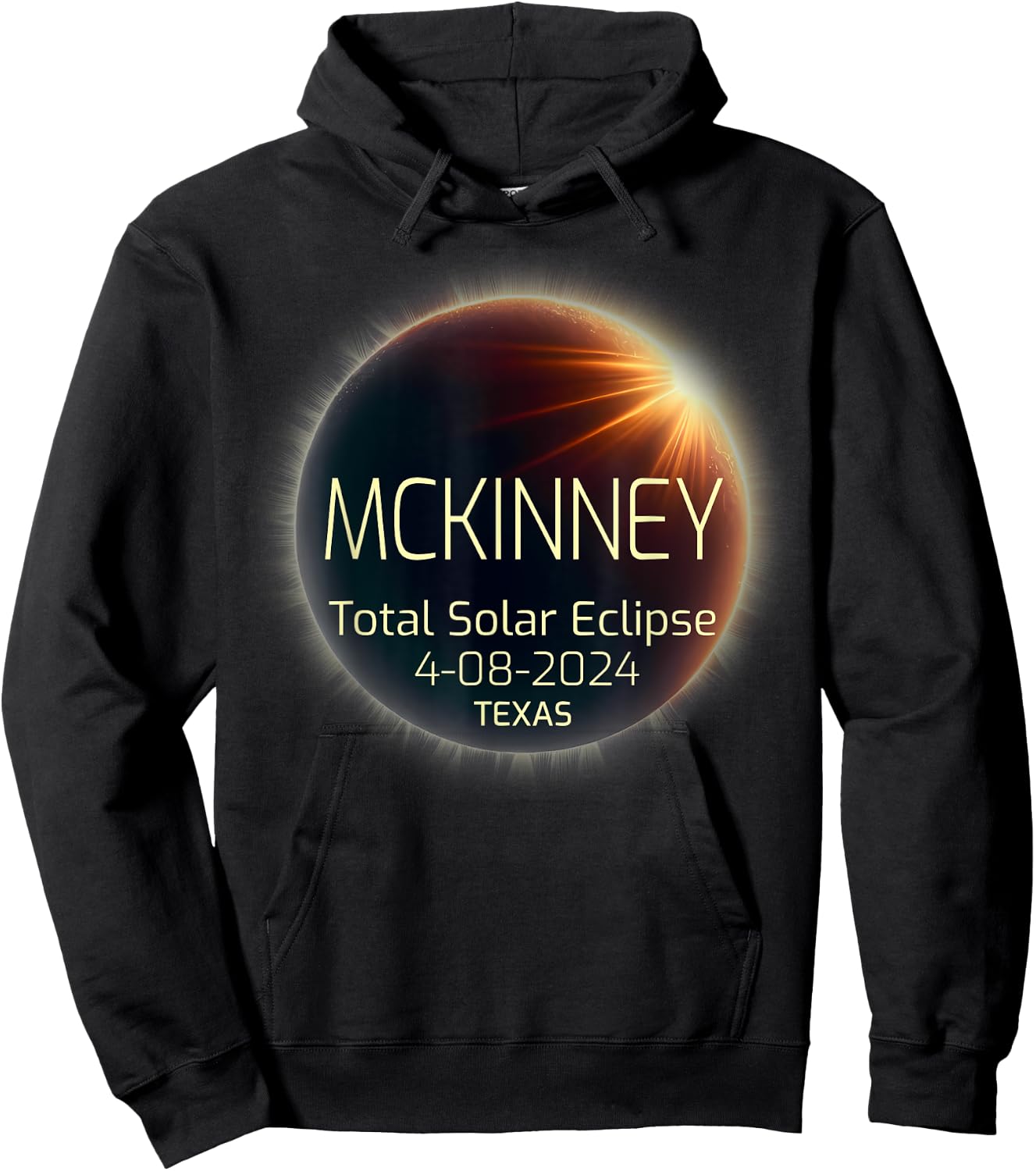 MCKINNEY Total Solar Eclipse April 8 2024 Texas Eclipse Hoodie - Hoodie | Black