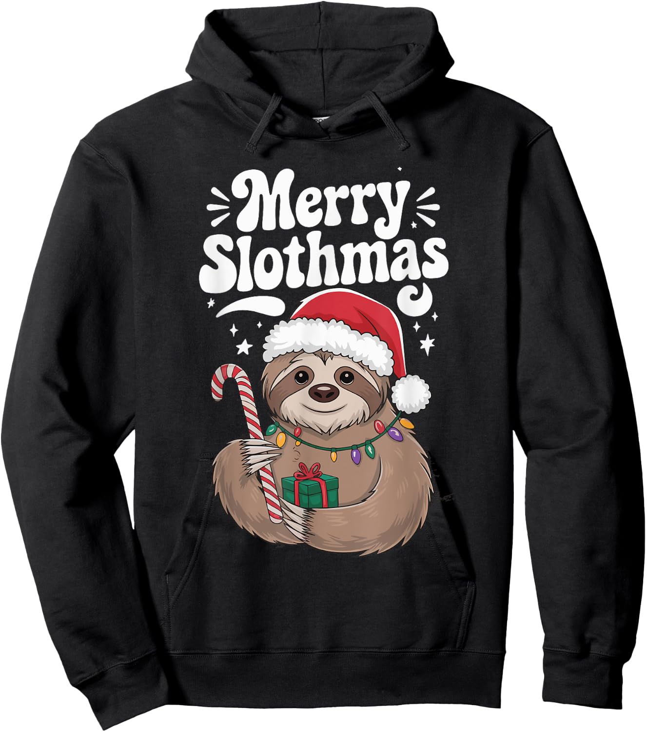 Merry Slothmas Christmas Sloth Hoodie - Hoodie | Black