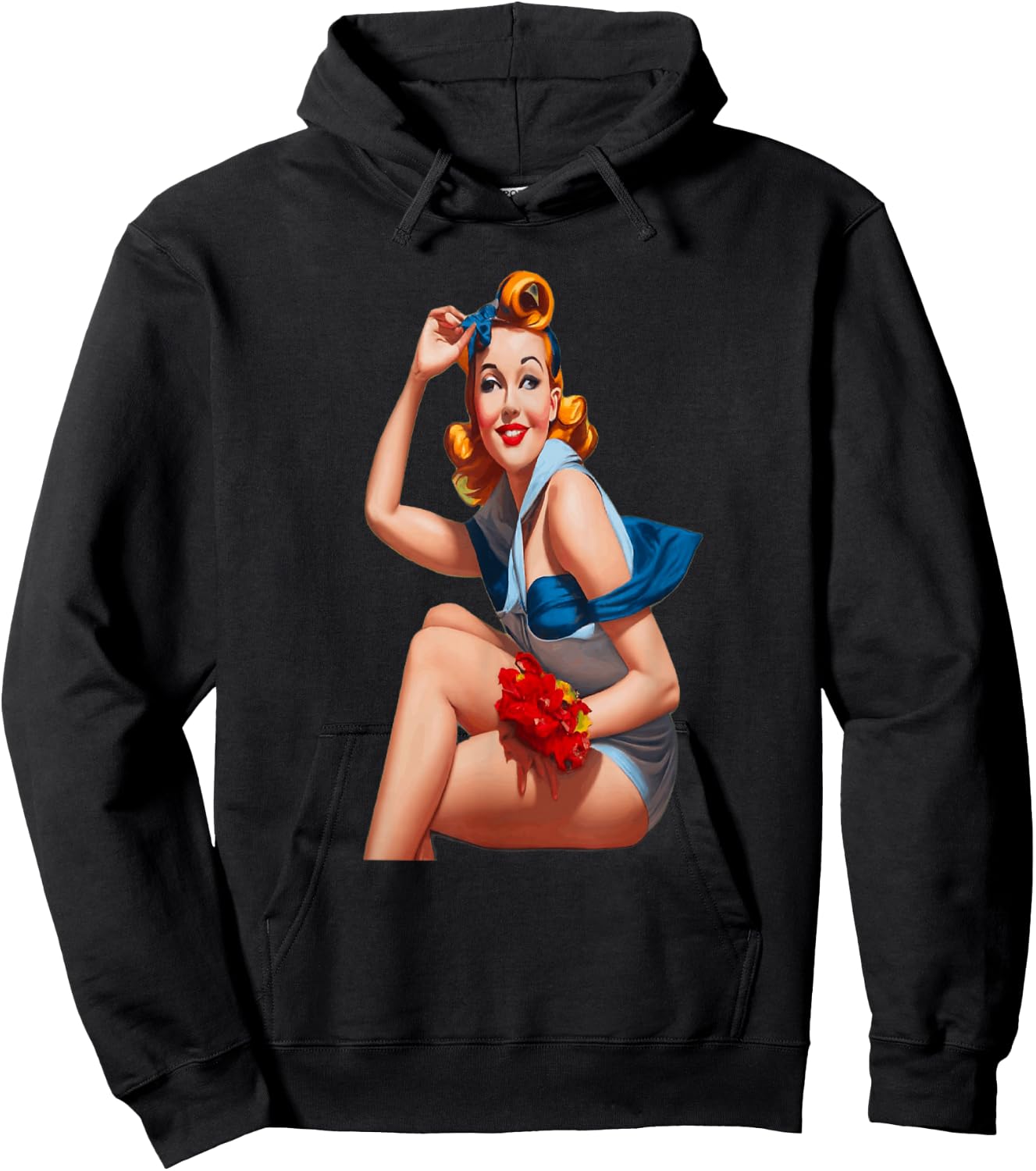 Femme pin up , Black, S Hoodie - Hoodie | Black