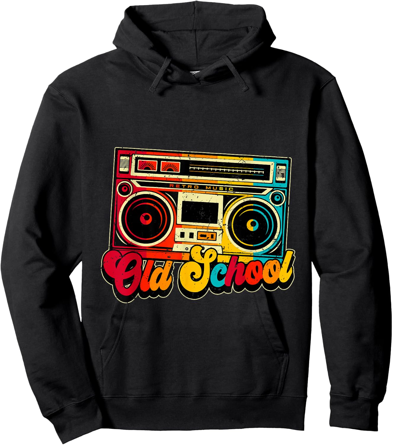 Old School Retro Boombox Hip Hop Music Hoodie - Hoodie | Black