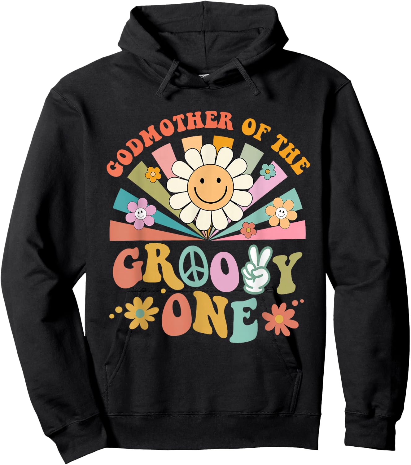 Godmother of Groovy One Matching Family First Birthday Party Hoodie - Hoodie | Black