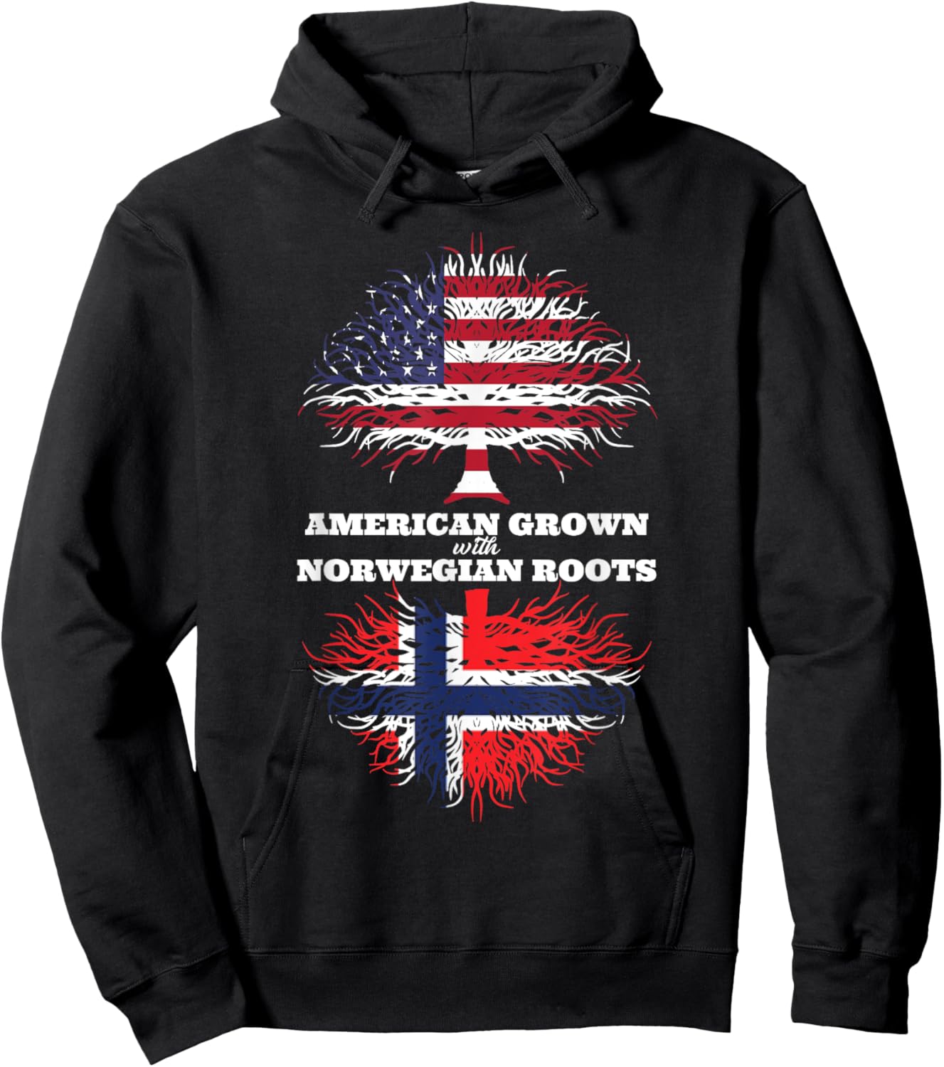 American Grown with Norwegian Roots Norway Hoodie - Hoodie | Black
