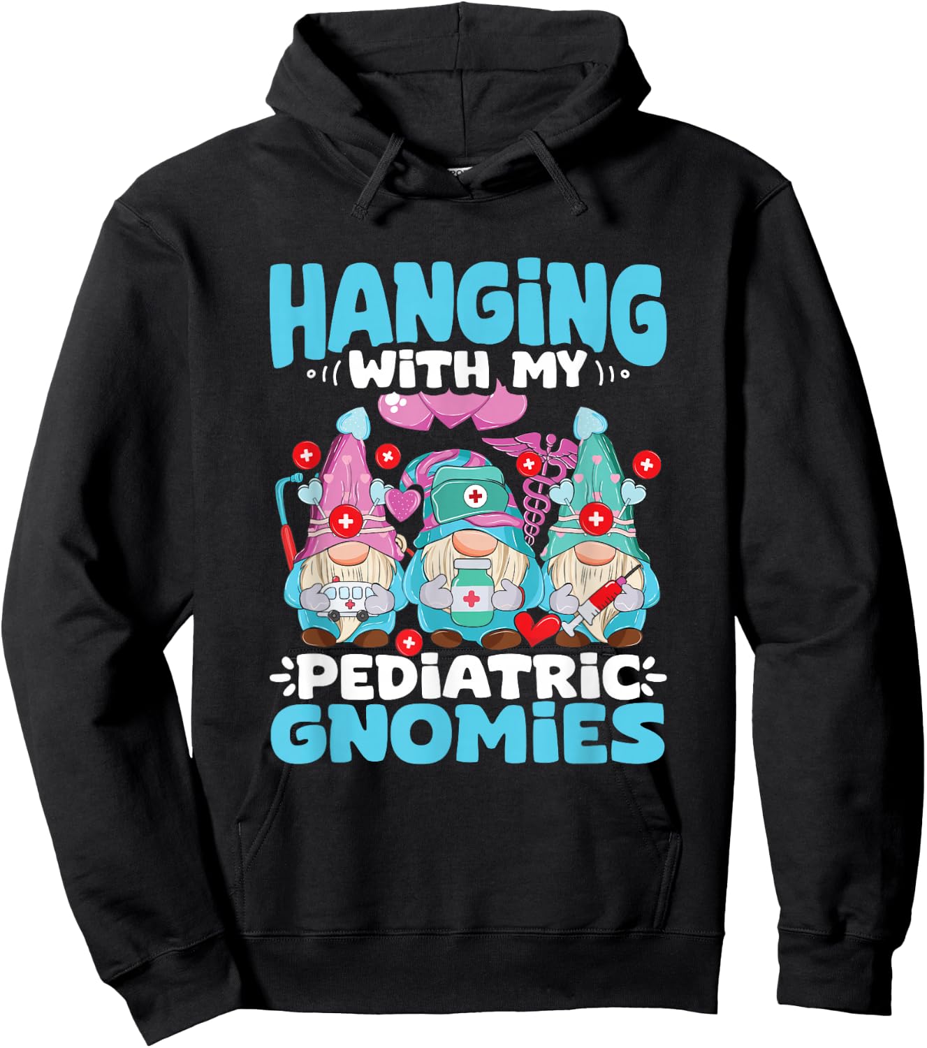 Pediatric Gnomies Pediatrician Nurse Peds Pediatrics Gnome Hoodie - Hoodie | Black