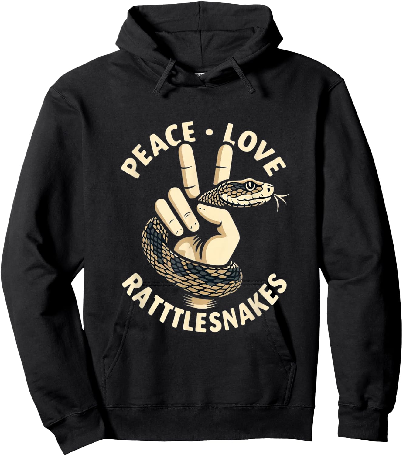 Rattlesnake Shirt Snake Herpetology Peace Love Rattlesnake Hoodie - Hoodie | Black