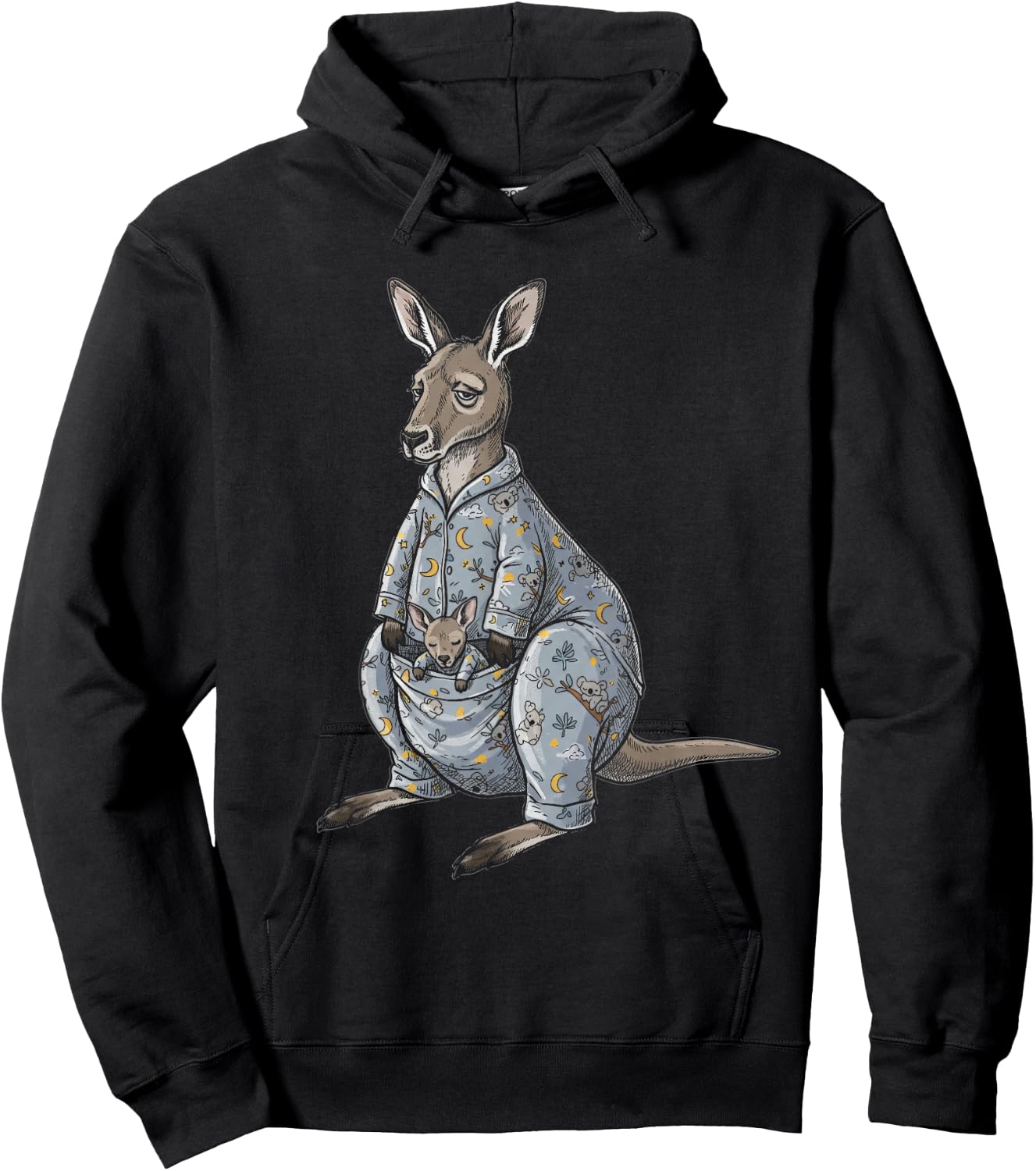 Funny Sleepy Kangaroo Pajama Women Men Kids Boys And Girls Hoodie - Hoodie | Black