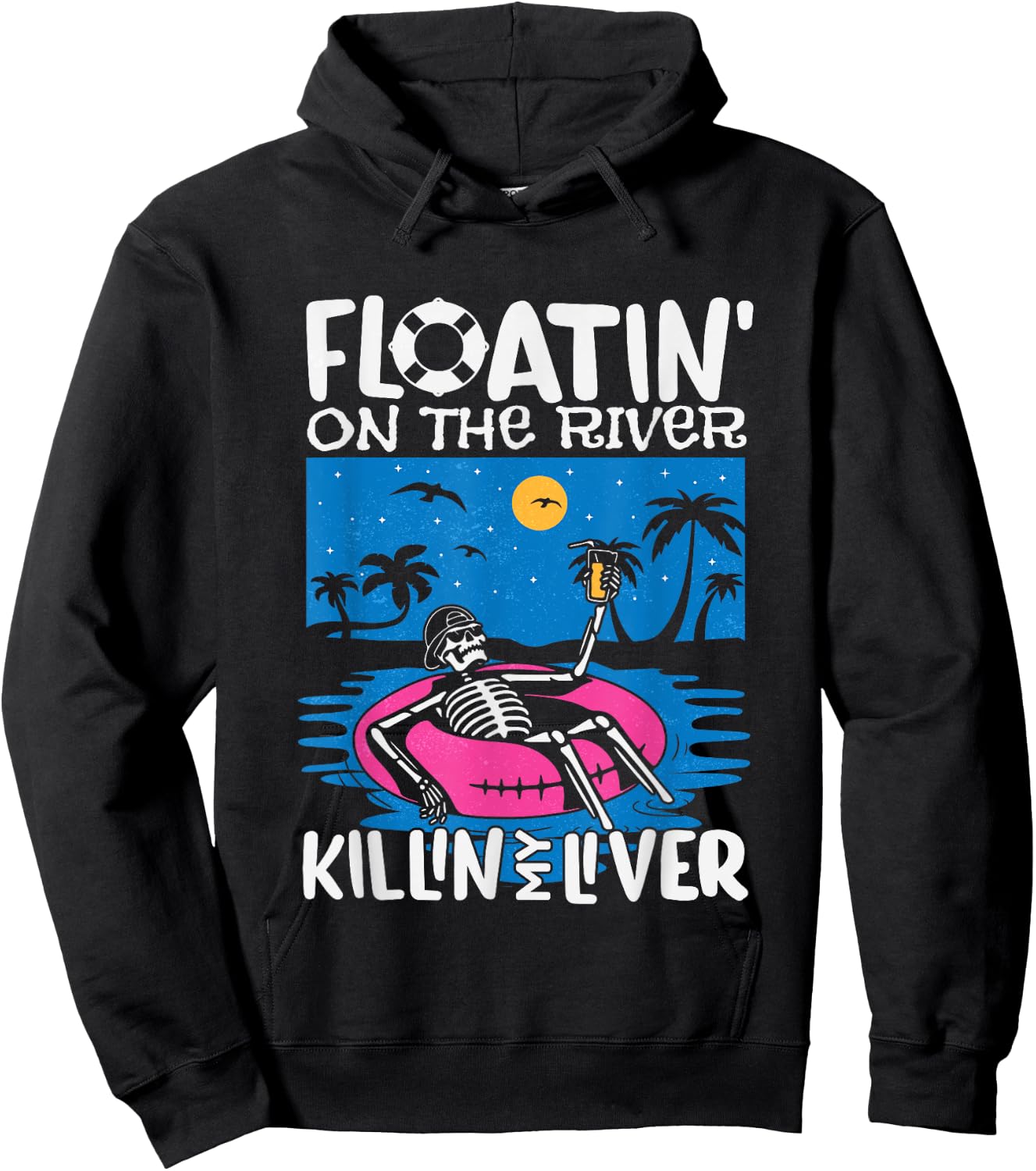 Funny Floatin on the river tubing float trip graphic Hoodie - Hoodie | Black