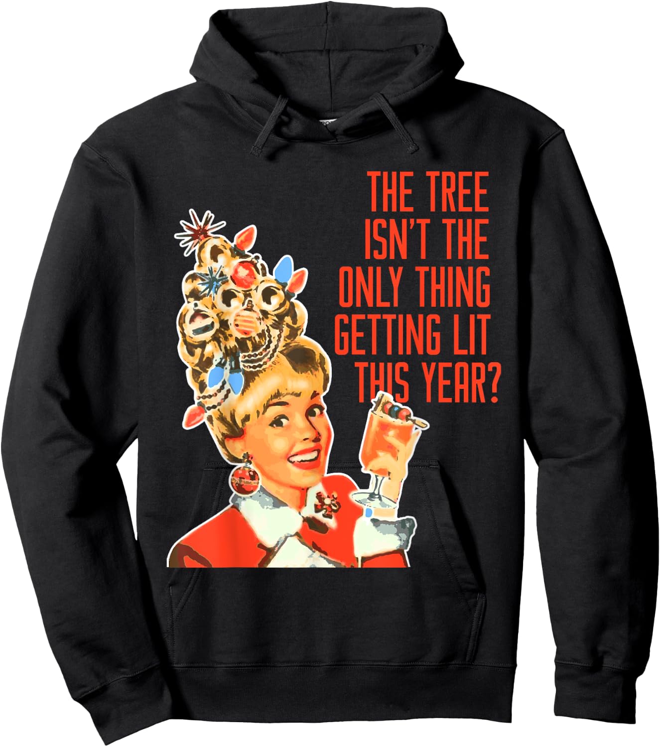 Getting Lit This Year Christmas Party Tree Gift Hoodie - Hoodie | Black