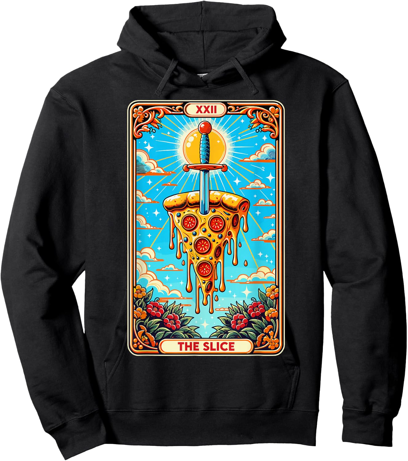 Tarot card funny pizza shirt pizza knife pizza shovel fast food Hoodie - Hoodie | Black