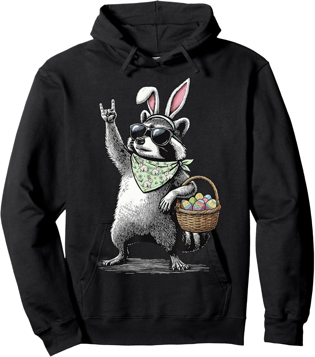Retro Ostern Waschbär Lustiges Ostern Hoodie - Hoodie | Black