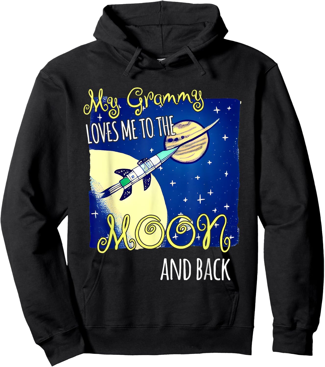 My Grammy Loves Me to the Moon and Back | Grammie Lover Hoodie - Hoodie | Black