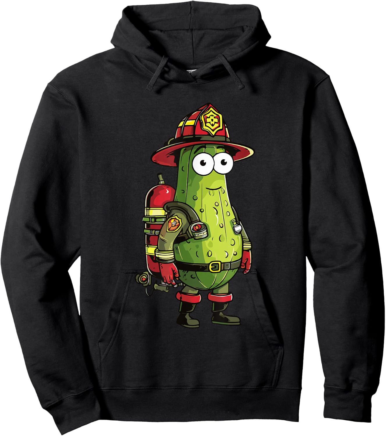 Pickle Fireman Uniform Firefighter Cucumber Hoodie - Hoodie | Black