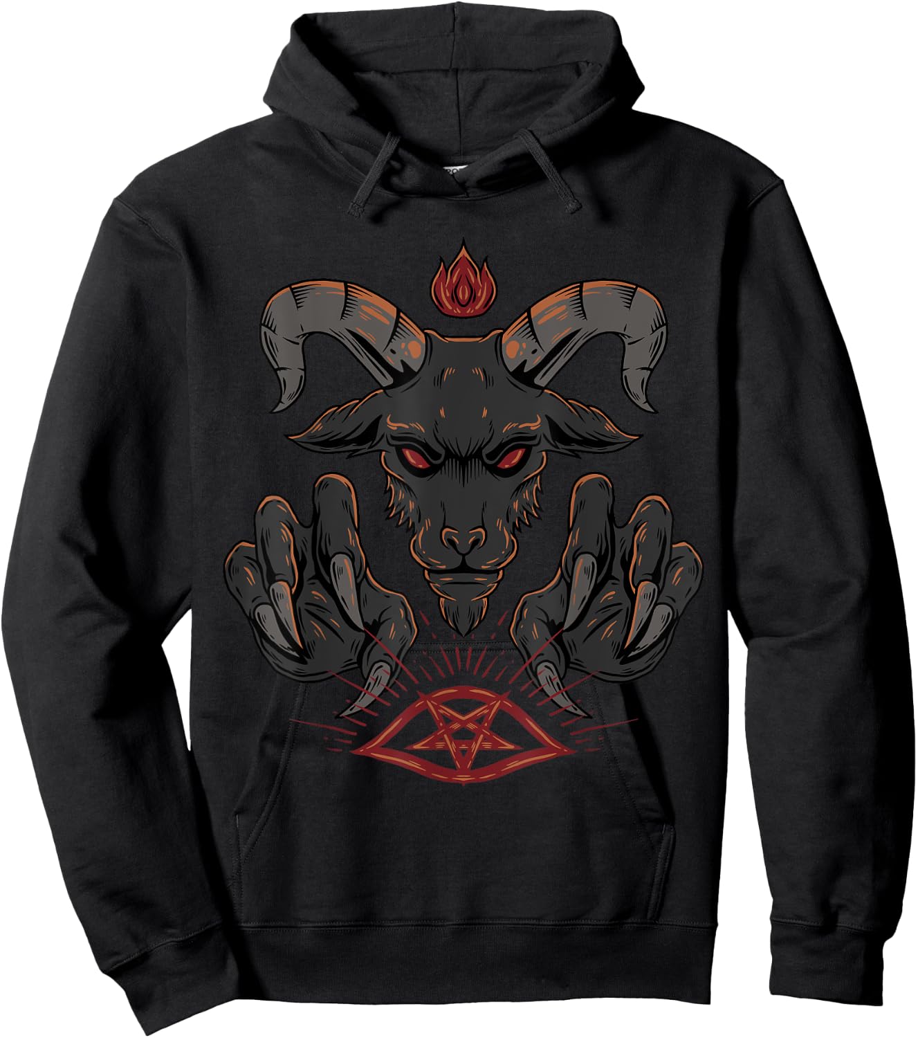 Pentagram Eye Baphomet Satanic Satan Occult Goat Hoodie - Hoodie | Black