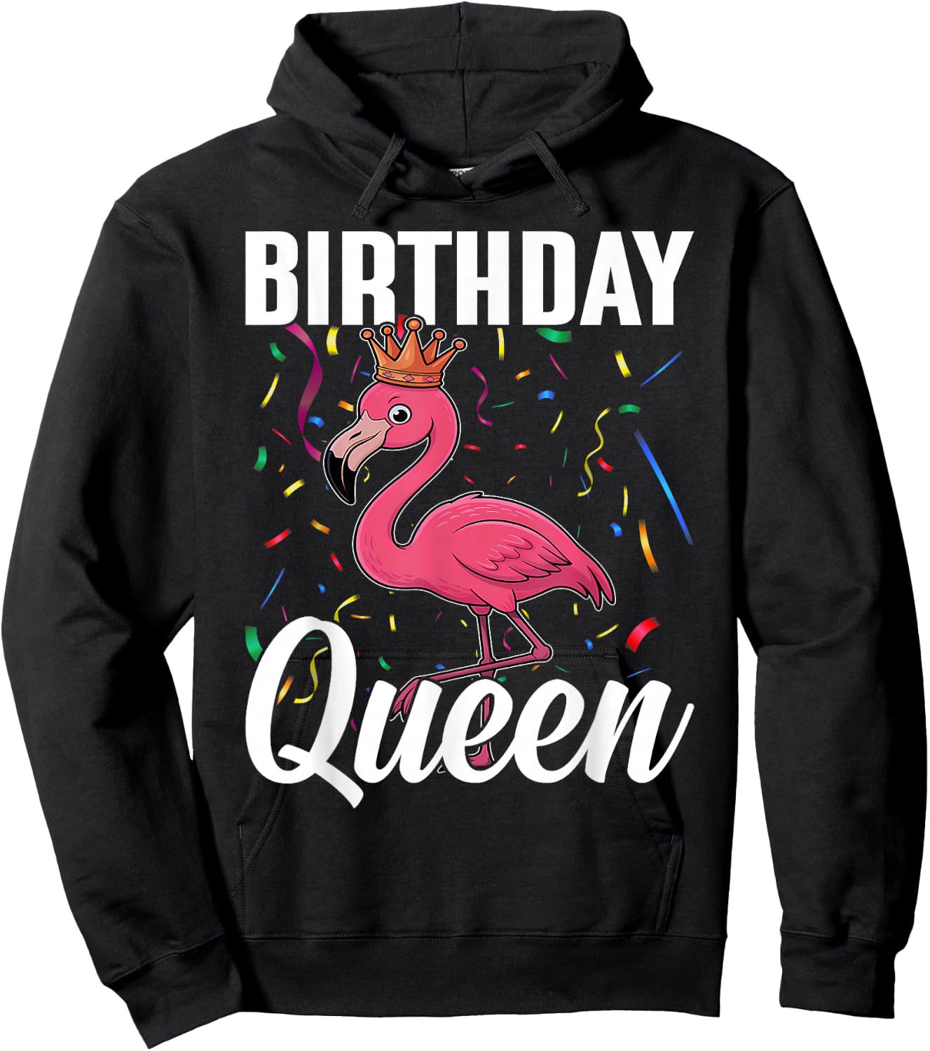 Flamingo Birthday Flamingo Birthday Queen Hoodie - Hoodie | Black