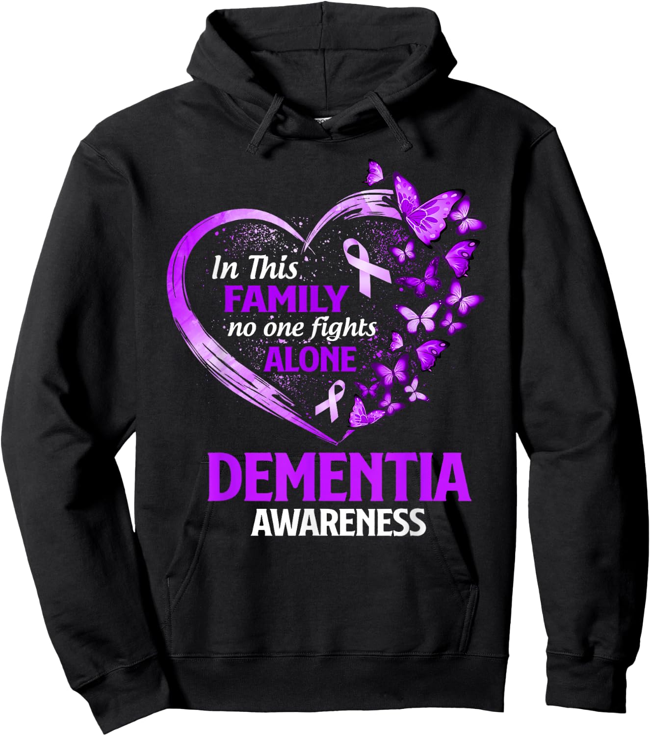In This Family Nobody Fight Alone Dementia Awareness Purple Hoodie - Hoodie | Black
