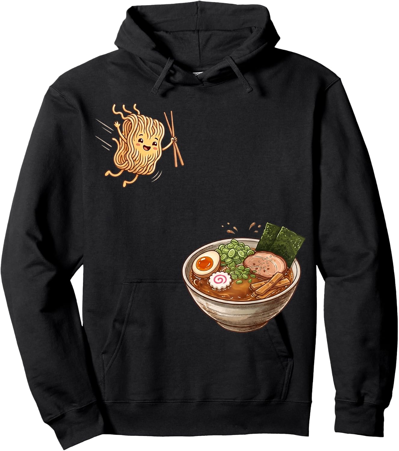 Funny Ramen Jumping Ramen Bowl Japanese Kawaii Anime Ramen Hoodie - Hoodie | Black