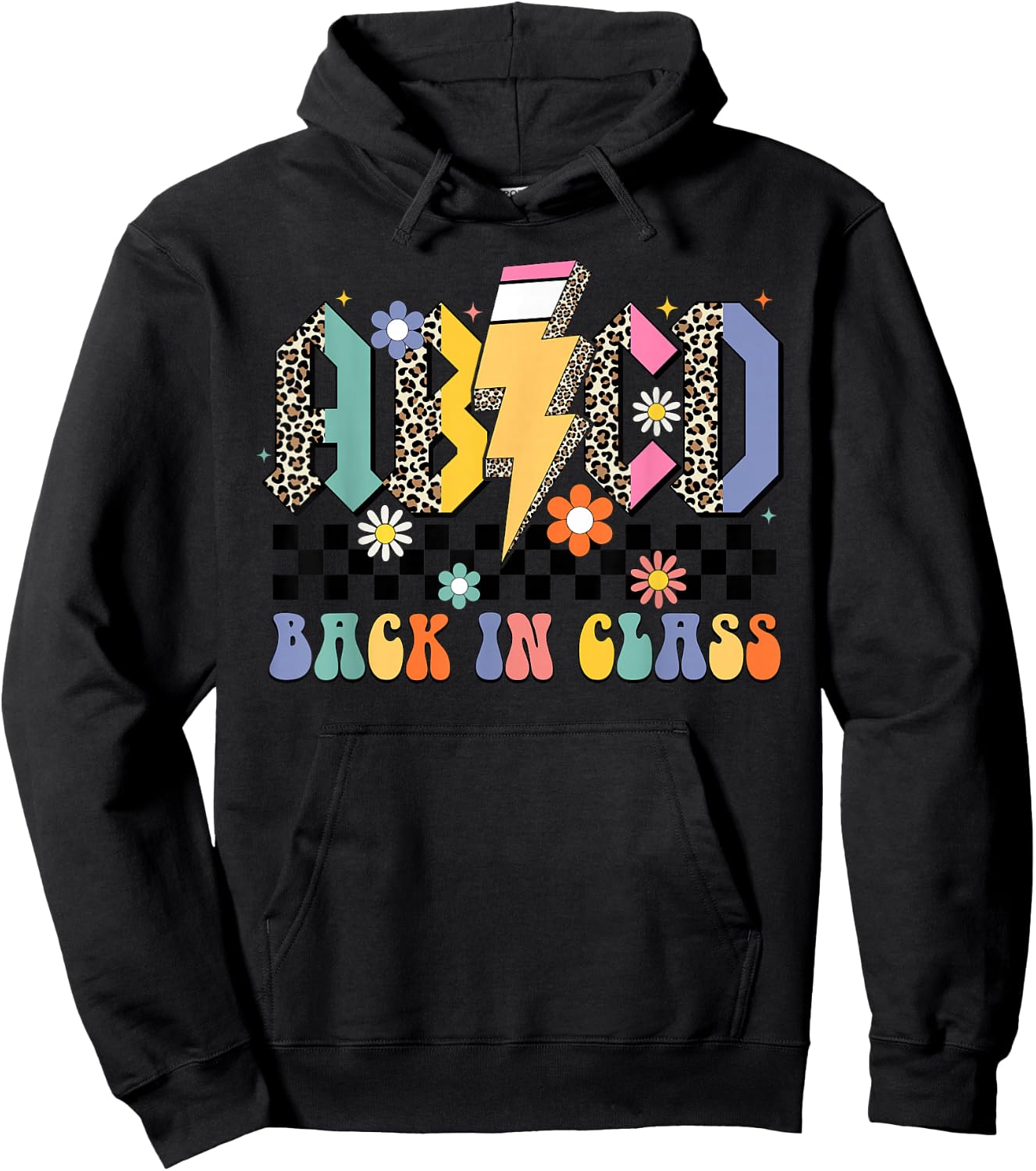 Back In Class ABCD Pencil Leopard Back To School Teacher Hoodie - Hoodie | Black
