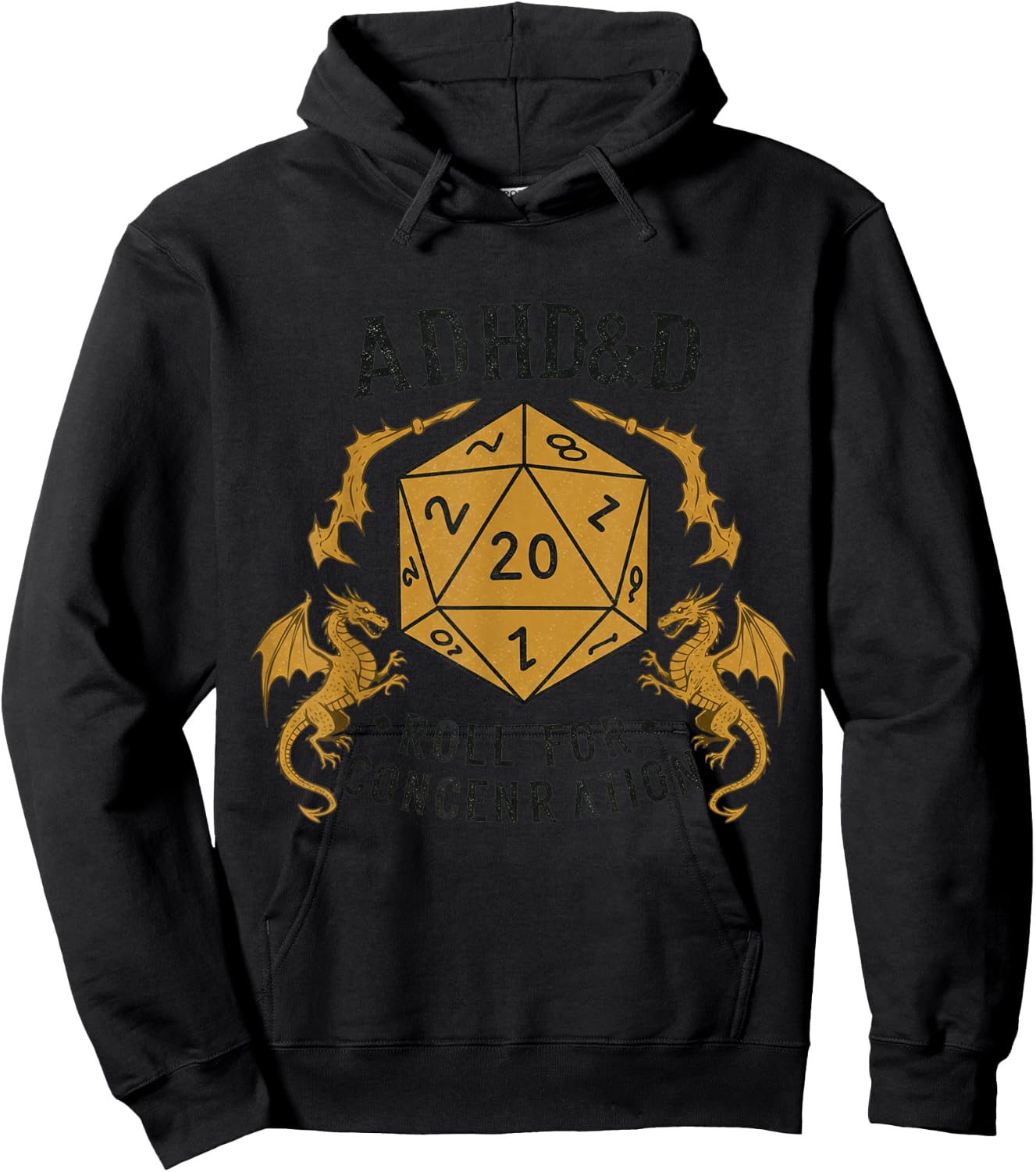 ADHD&D Roll for Humor Concentration RPG , grey, S Hoodie - Hoodie | Black