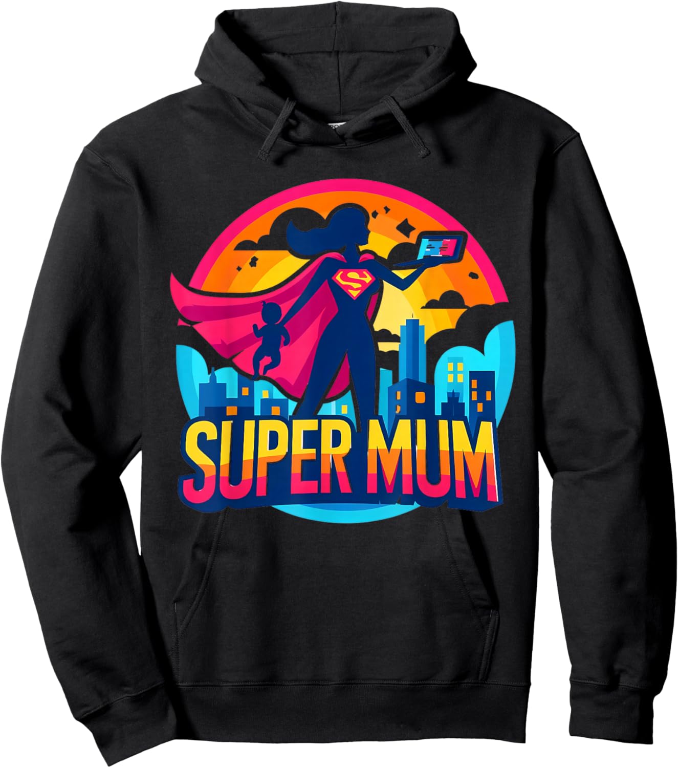 Birthday Gifts For Mom - Super Mum , Black, S Hoodie - Hoodie | Black