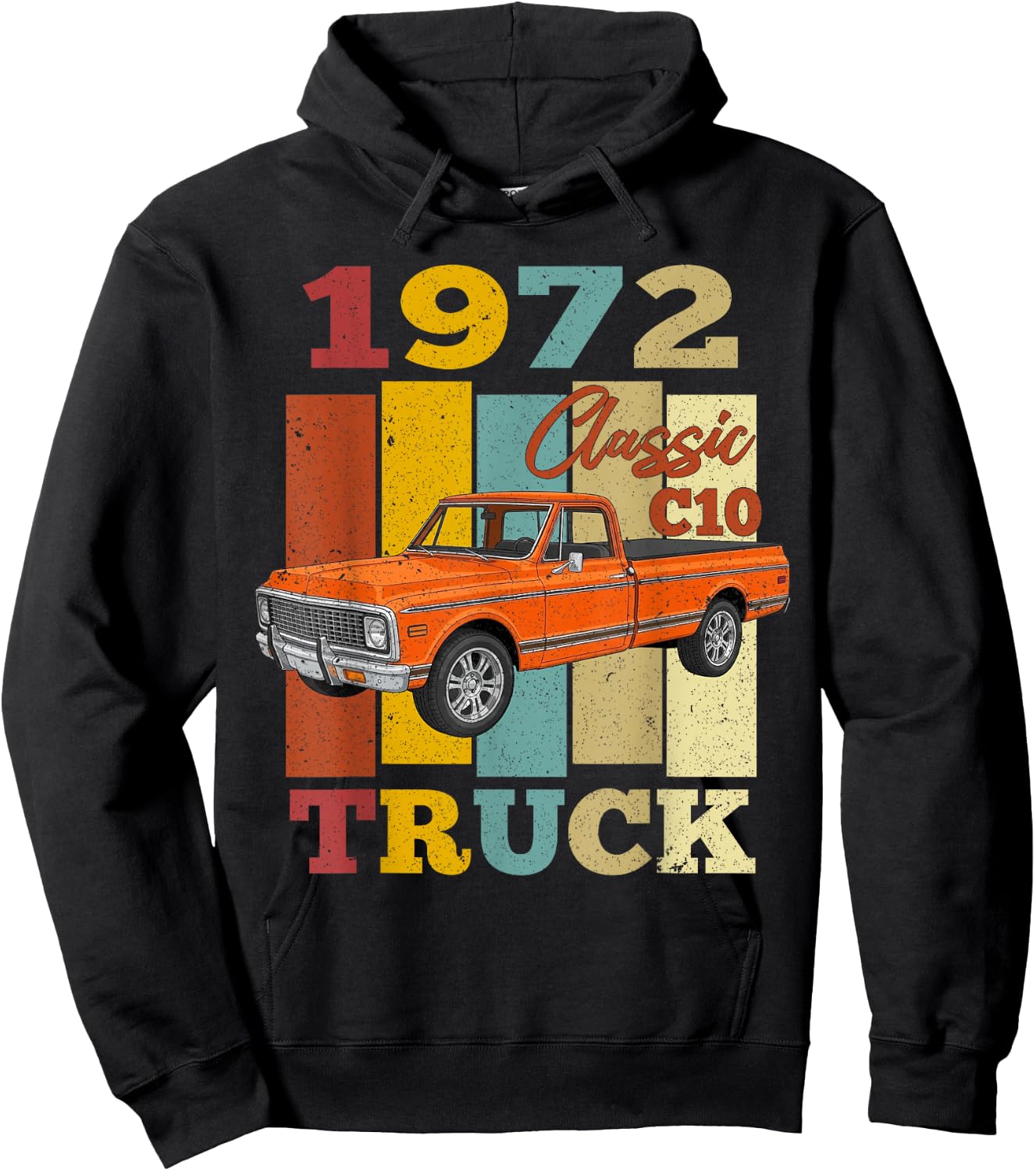 1972 C10 Truck Vintage 72 Silhouette Classic Old Hot Rod Hoodie - Hoodie | Black