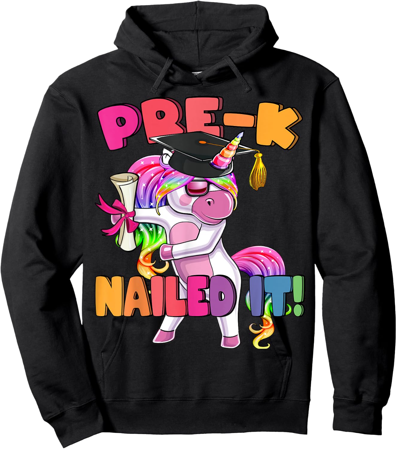 Pre-K Nailed It Flossing Unicorn Graduation Shirt Gift Girls Hoodie - Hoodie | Black