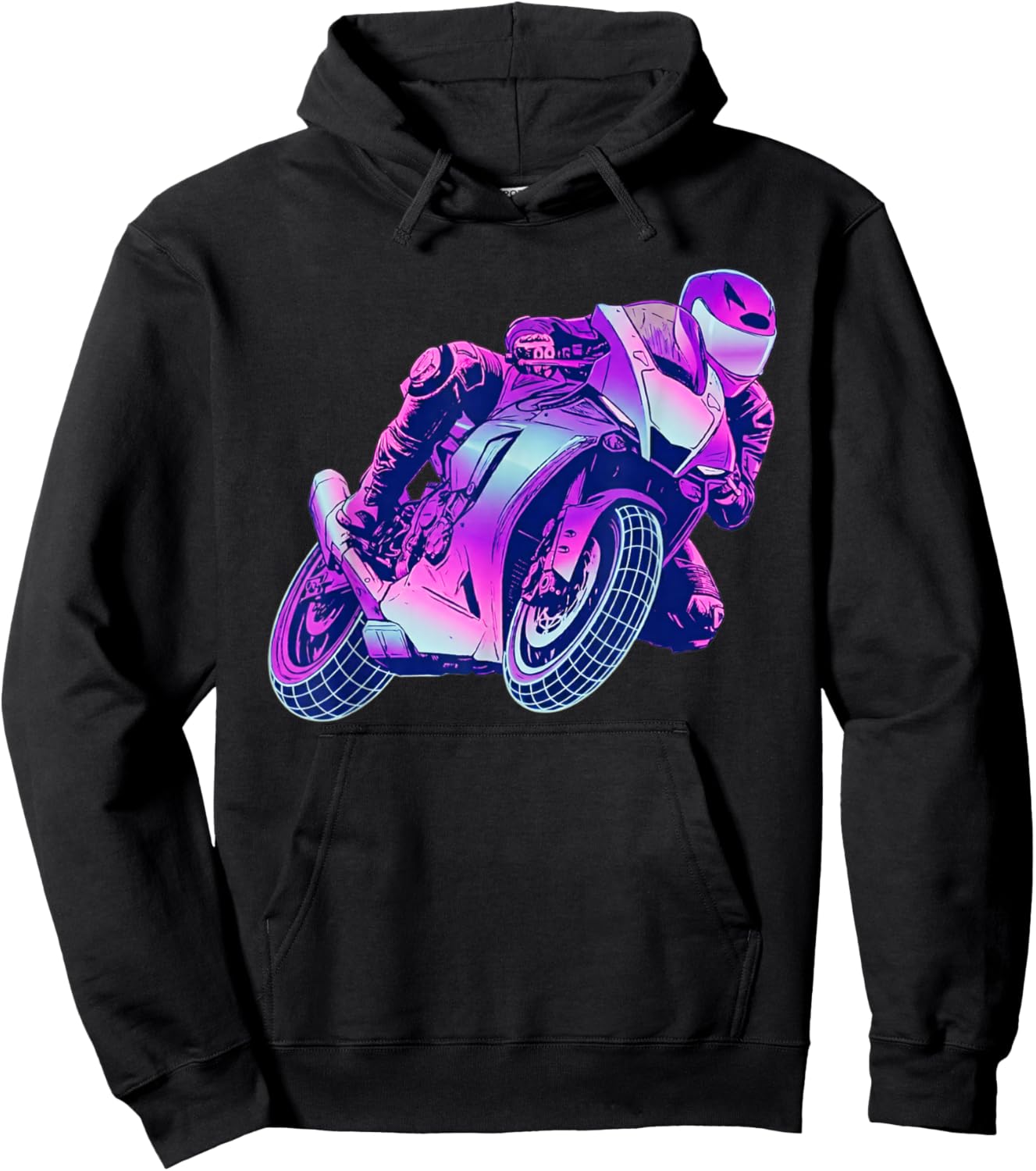 Retro 80er Jahre Synthwave Super Bike Motorrad Racer Hoodie - Hoodie | Black