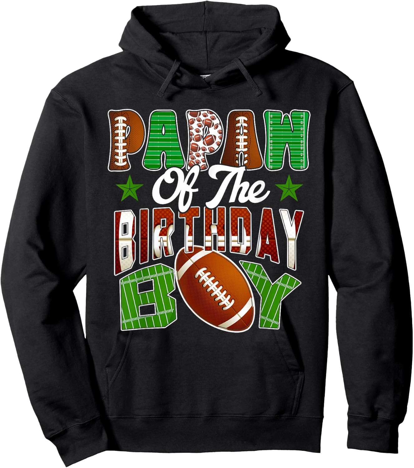 Papaw of The Birthday Boy Football Party Family Matching Hoodie - Hoodie | Black