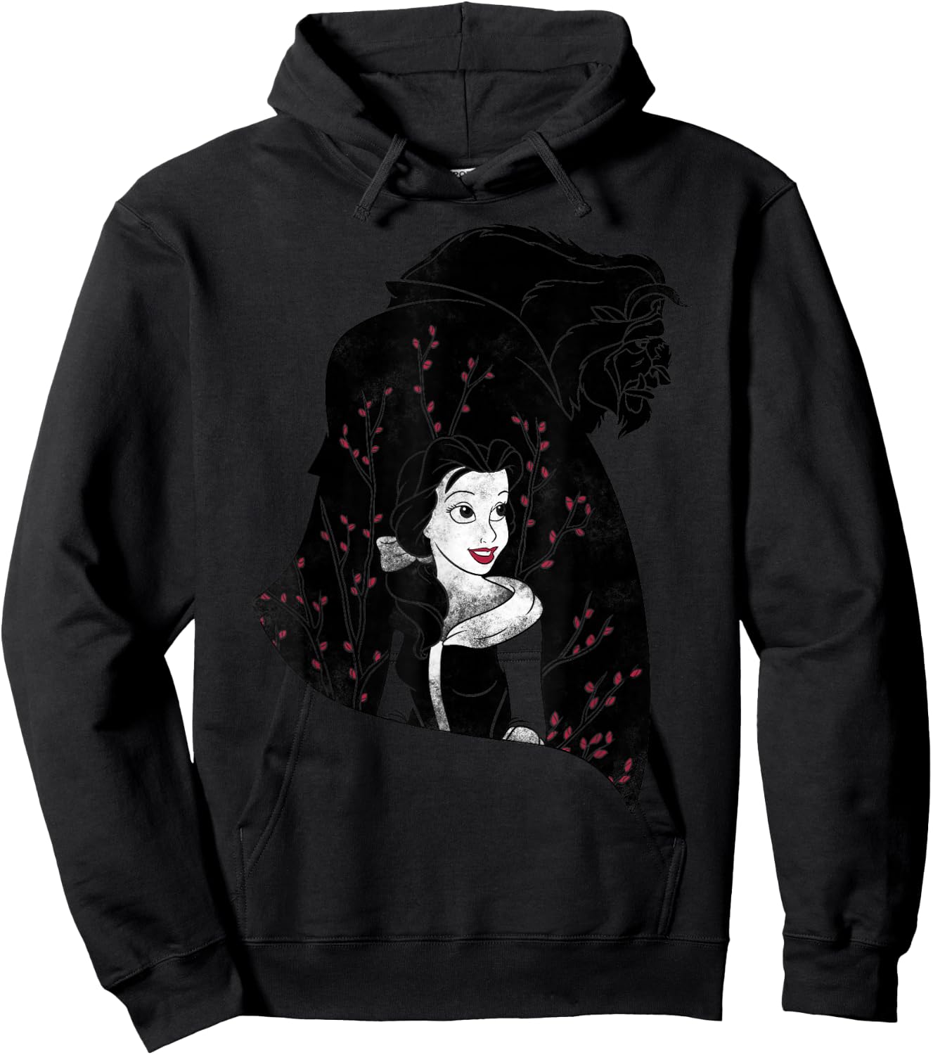 Disney Beauty And The Beast Floral Silhouette Hoodie - Hoodie | Black