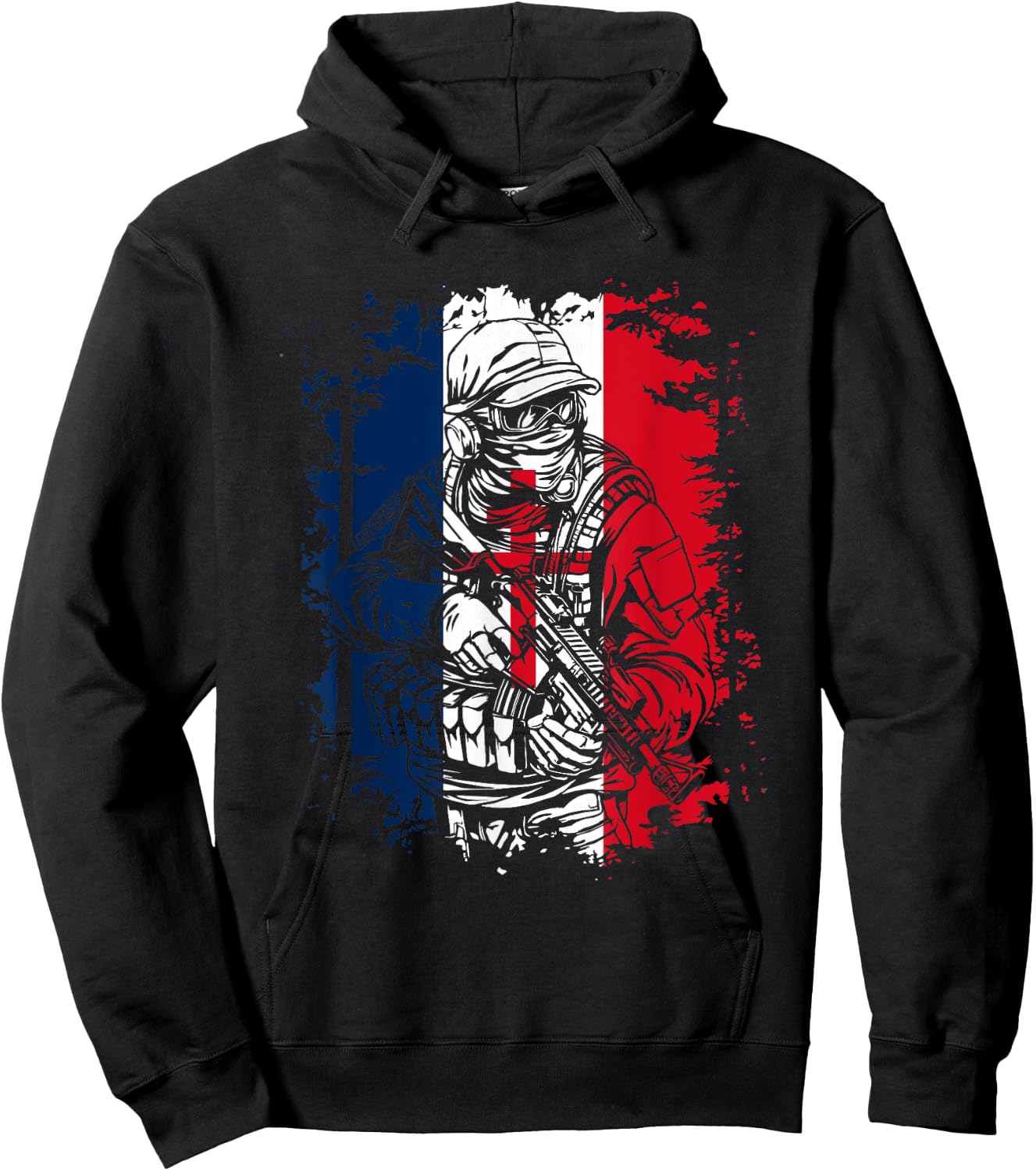 Soldier with French Flag and Cross of Lorraine , Black, S Hoodie - Hoodie | Black