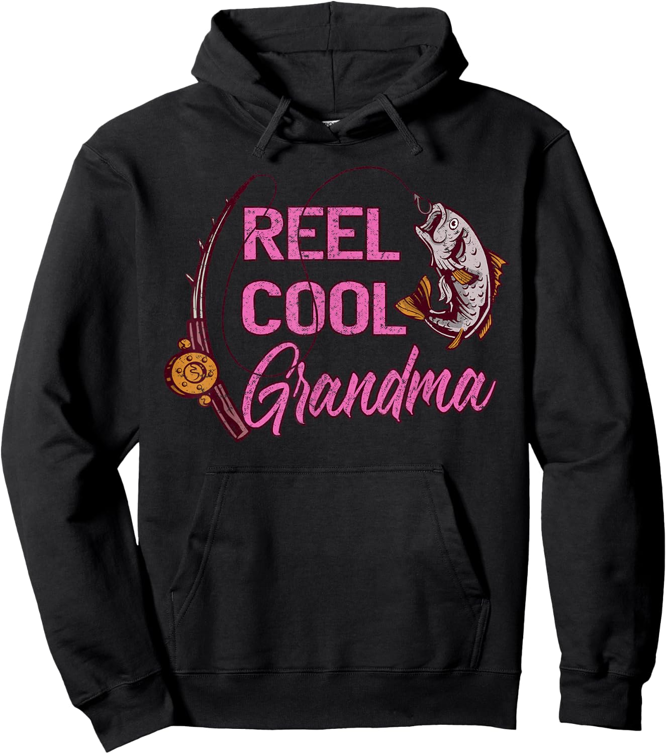 Reel Cool Grandma Woman Anglers Fishing Hoodie - Hoodie | Black