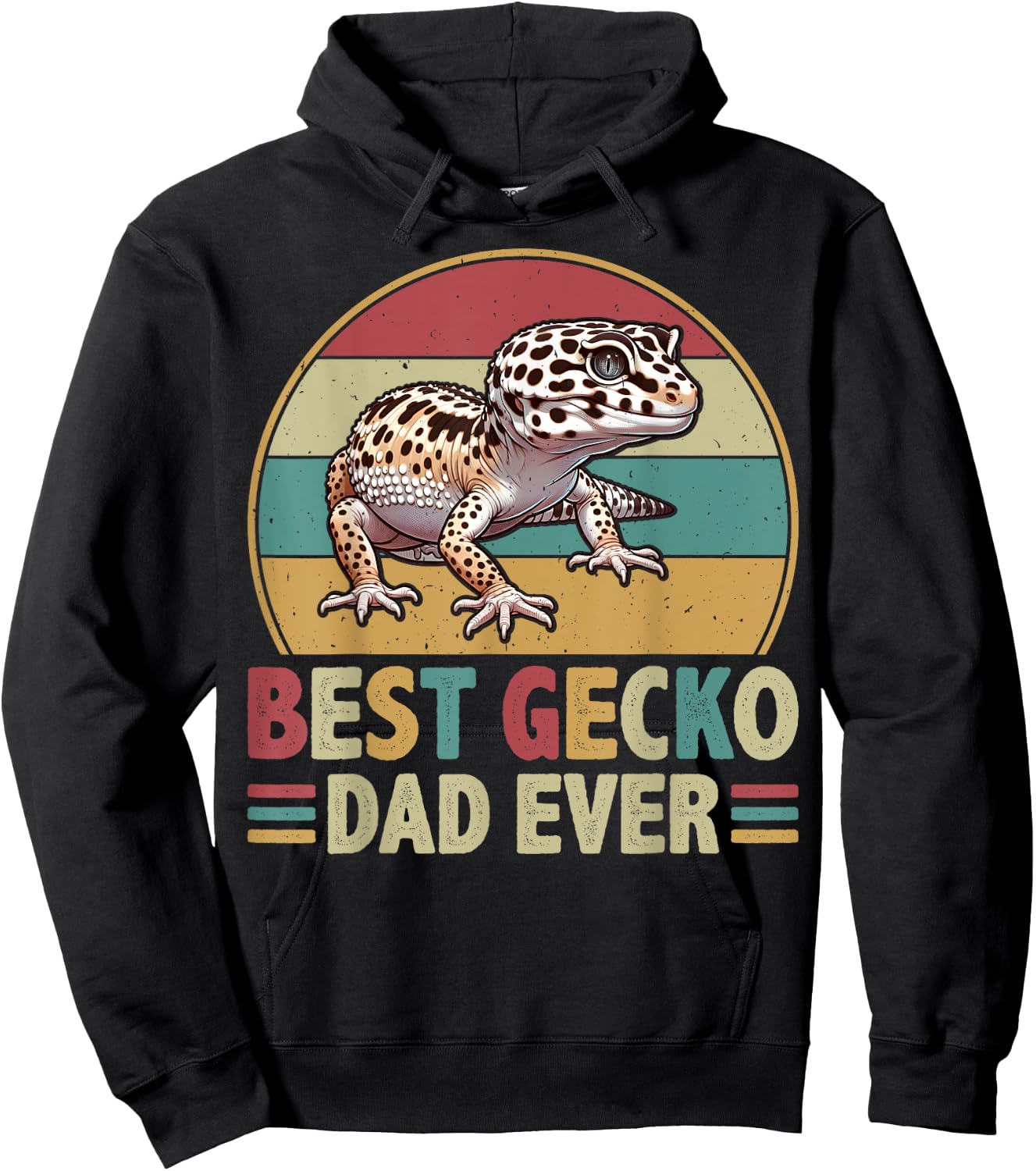 Best Gecko Dad Ever - Retro Leopard Gecko Lover Father's Day Hoodie - Hoodie | Black