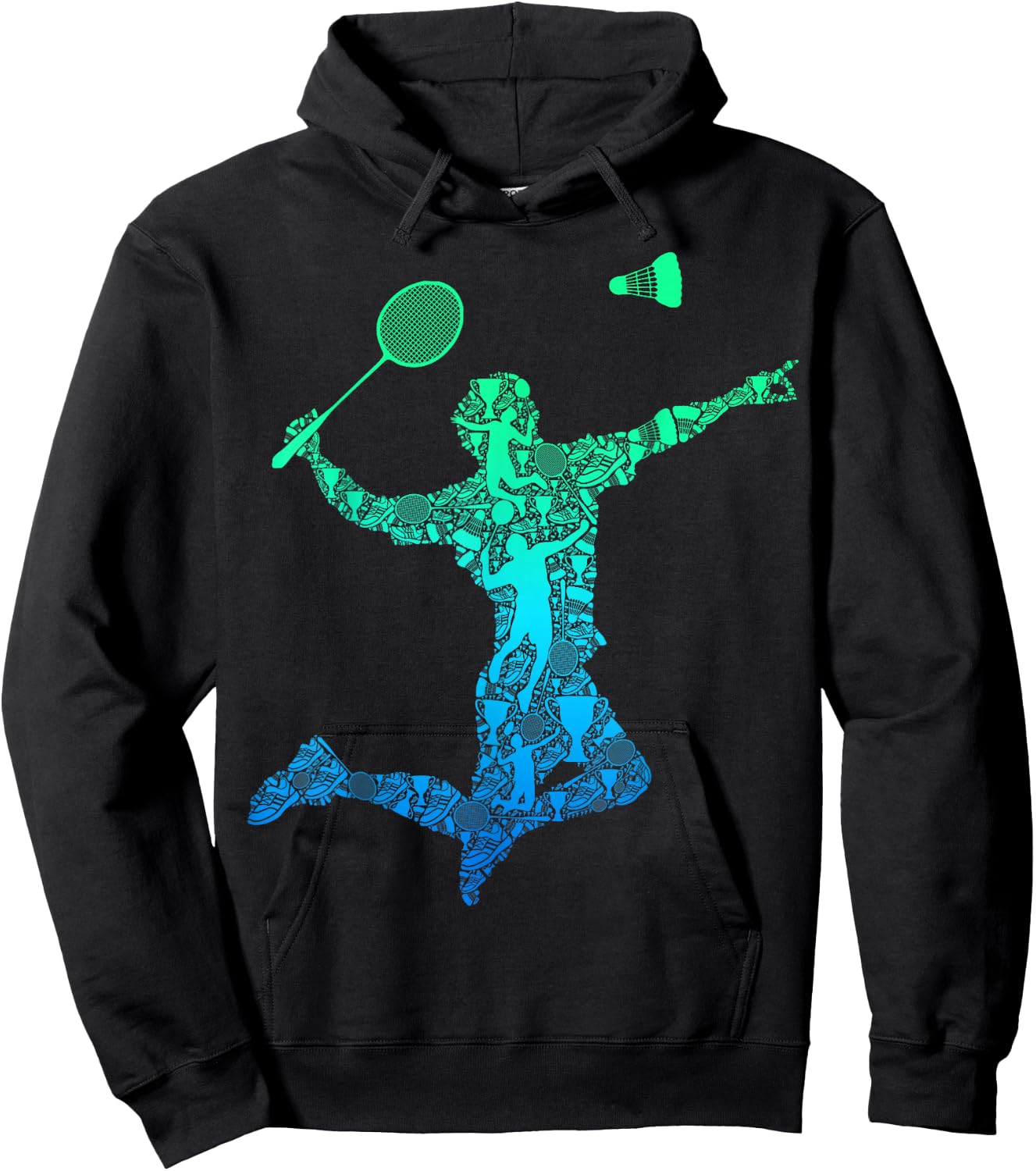 Badminton Shuttlecock Badminton Player Boys Children Men's , black Hoodie - Hoodie | Black