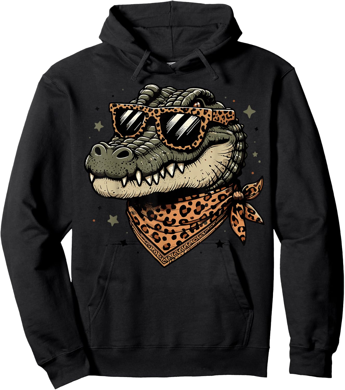 Crocodile Alligator Leopard Scarf Wearing Sunglasses Hoodie - Hoodie | Black