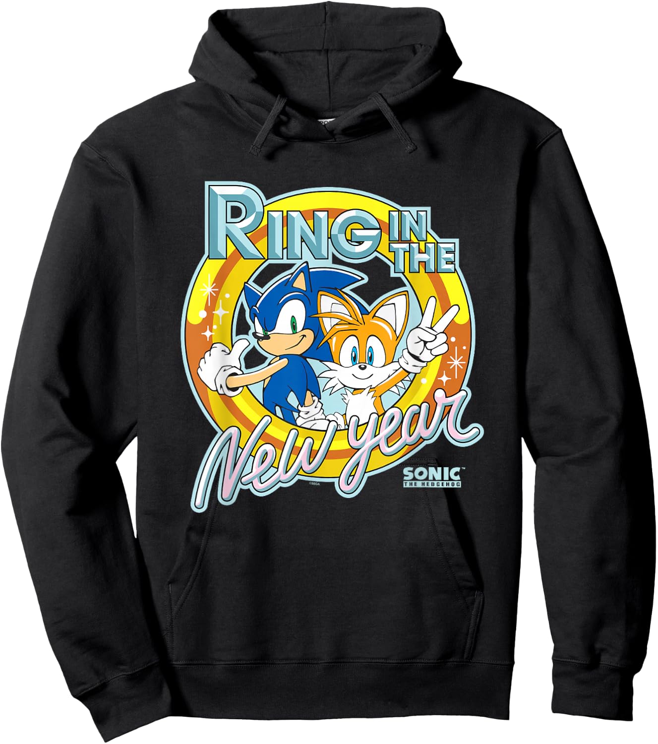 Sonic The Hedgehog New Years Ring In The New Year Vintage Hoodie - Hoodie | Black