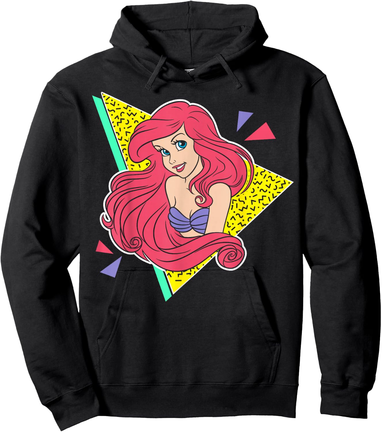 Disney Little Mermaid Ariel Retro 80's Style Graphic Hoodie - Hoodie | Black