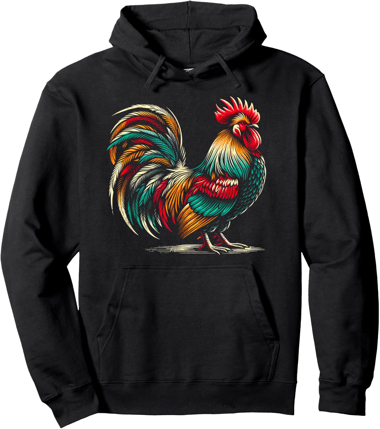 Colorful Rooster Hoodie - Hoodie | Black