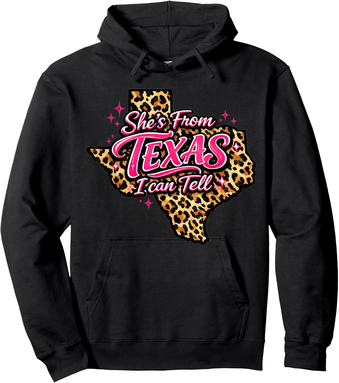 Leopard She's from Texas I Can Tell Hoodie - Hoodie | Black