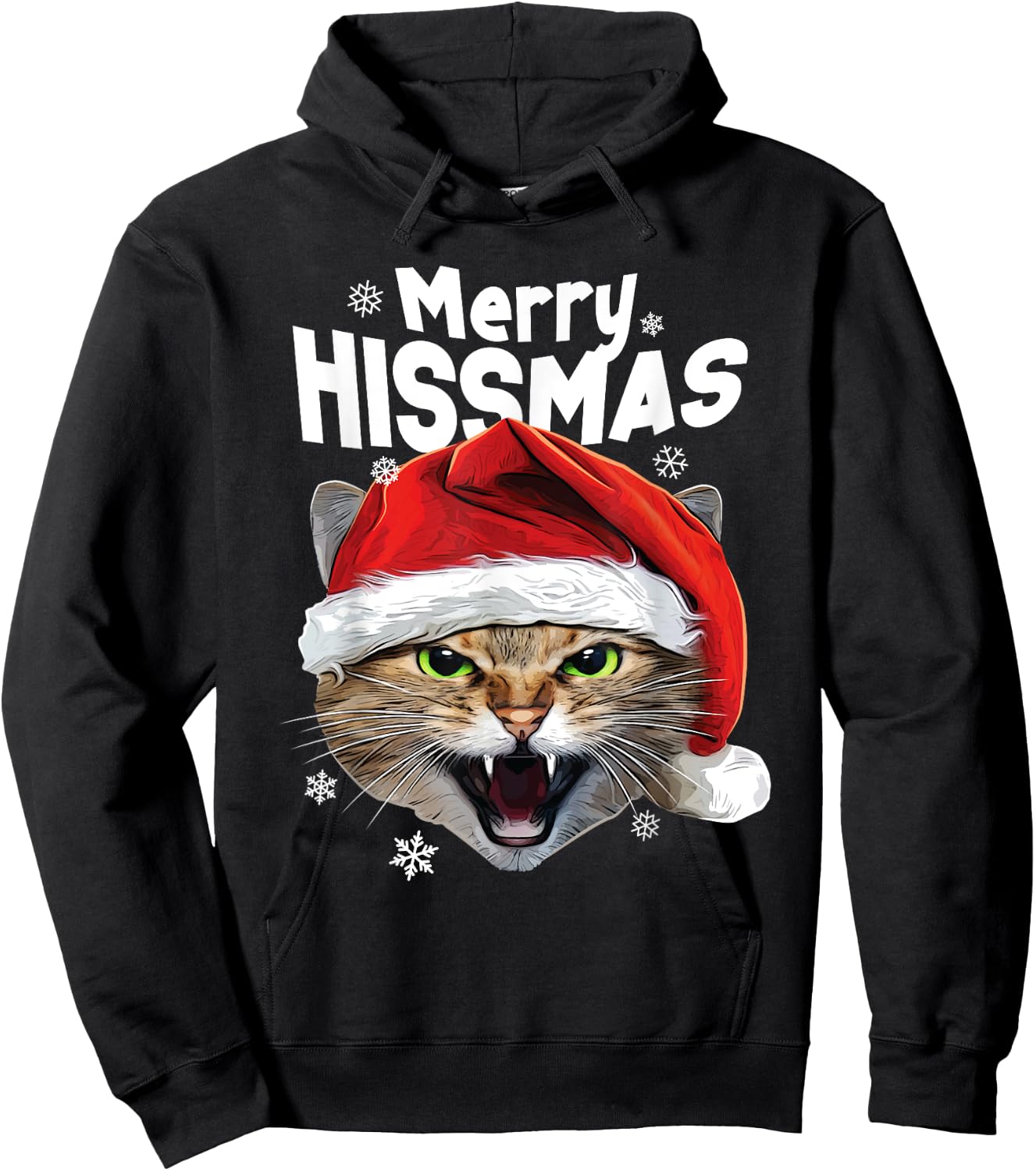 Cool Christmas Cat T Shirt 'Merry HISSmas' for Cat Lovers Hoodie - Hoodie | Black