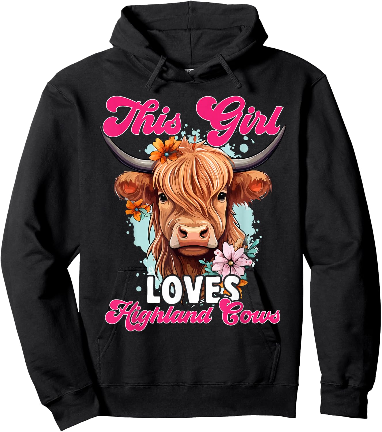 Scottish Highland Cow - This Girl Loves Highland Cows Hoodie - Hoodie | Black